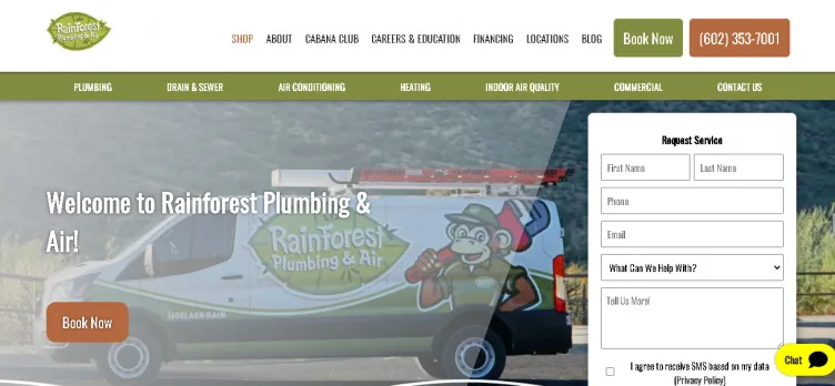 Screenshot Rainforest Plumbing & Air