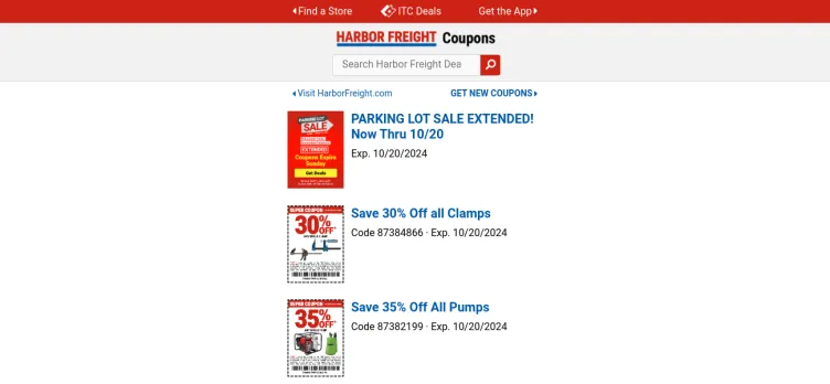 Screenshot HarborFreight.com