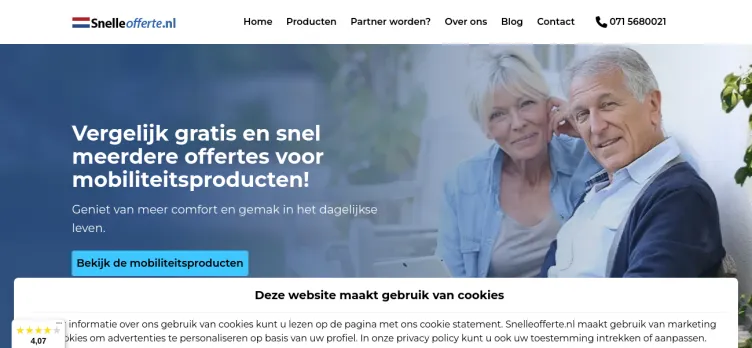 Screenshot SnelleOfferte.nl