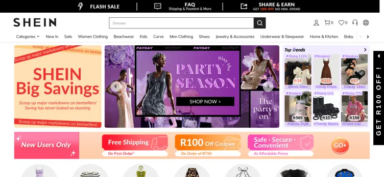 Screenshot Shein.com