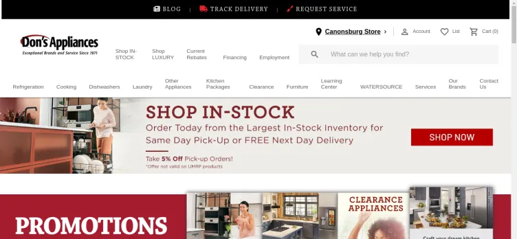 Screenshot DonsAppliances.com