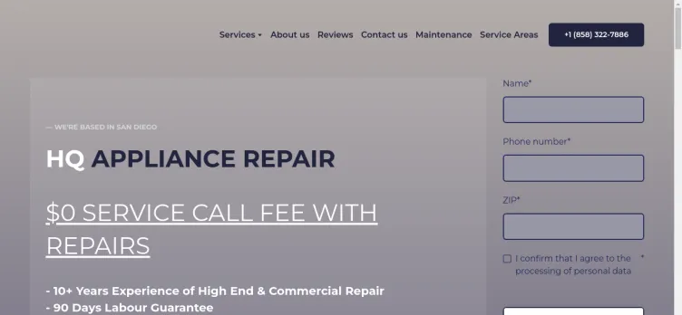 Screenshot HQ Appliance Repair