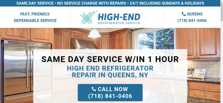 Screenshot QueensHighEndRefrigeratorRepair.com