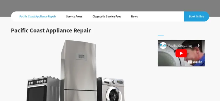 Screenshot Pacific Coast Appliance Repair