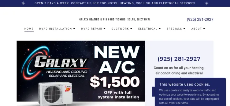 Screenshot GalaxyHVACRepair.com