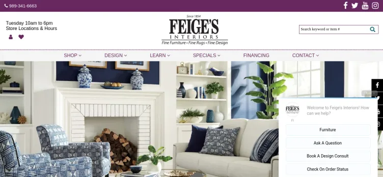 Screenshot FeigesInteriors.com