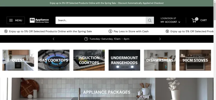 Screenshot SA Appliance Warehouse
