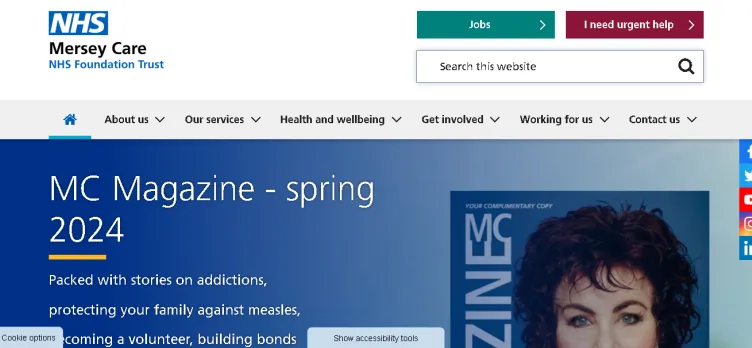 Screenshot MerseyCare.nhs.uk