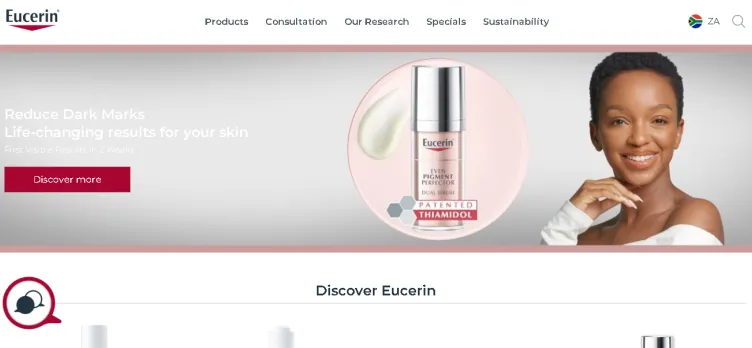 Screenshot Eucerin.co.za