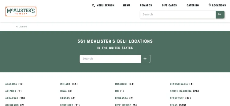 Screenshot McAlistersDeli.com