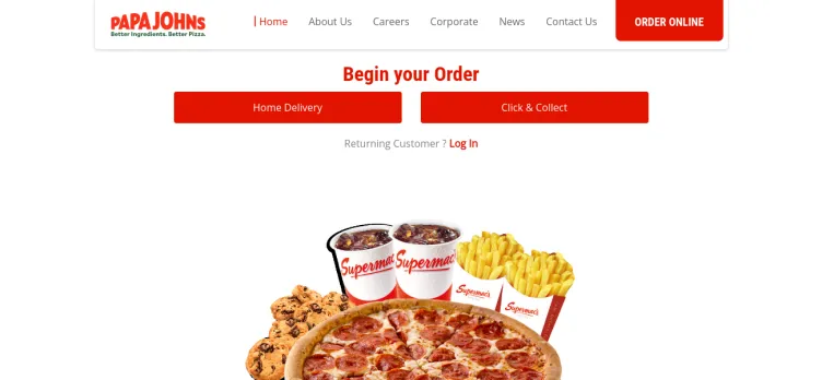 Screenshot PapaJohns.ie