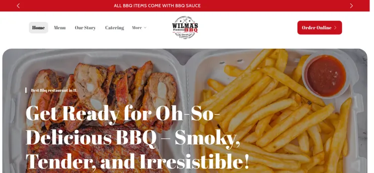 Screenshot WilmasFamousBBQ.com