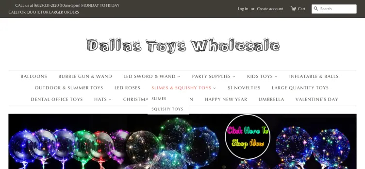 Screenshot Dallas Toys Wholesale