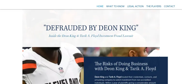 Screenshot www.DeonKingTarikFloydLawsuit.com