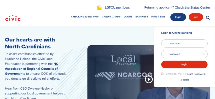 Screenshot CivicFCU.org