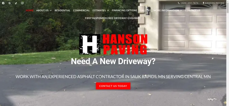 Screenshot Hanson Paving