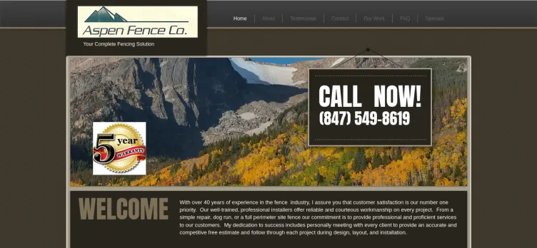 Screenshot AspenFence.net