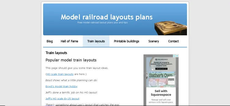 Screenshot ModelRailwayLayoutsPlans.com