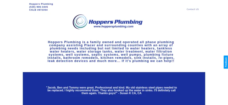 Screenshot HoppersPlumbing.com