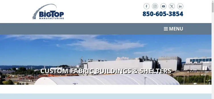 Screenshot BigTopShelters.com