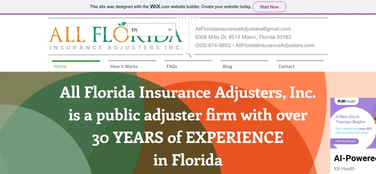 Screenshot All Florida Insurance Adjusters