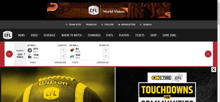 Screenshot CFL.ca