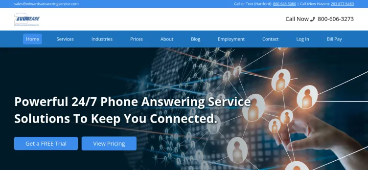 Screenshot Edwards Answering Service