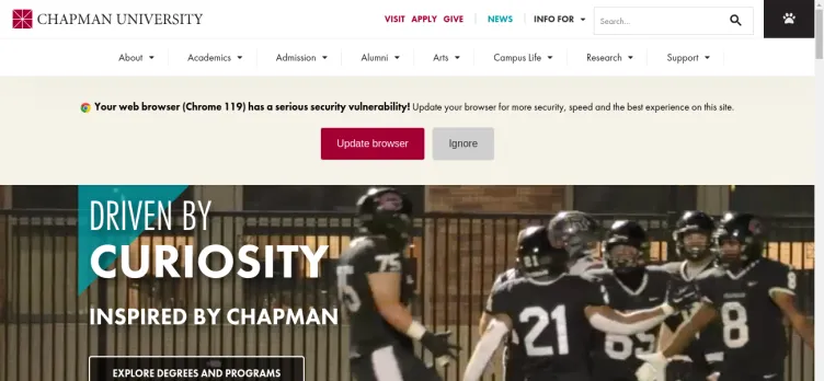 Screenshot Chapman.edu