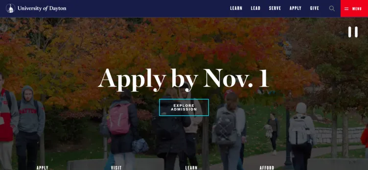Screenshot Udayton.edu