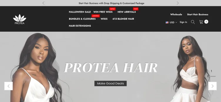 Screenshot ProteaHair.com