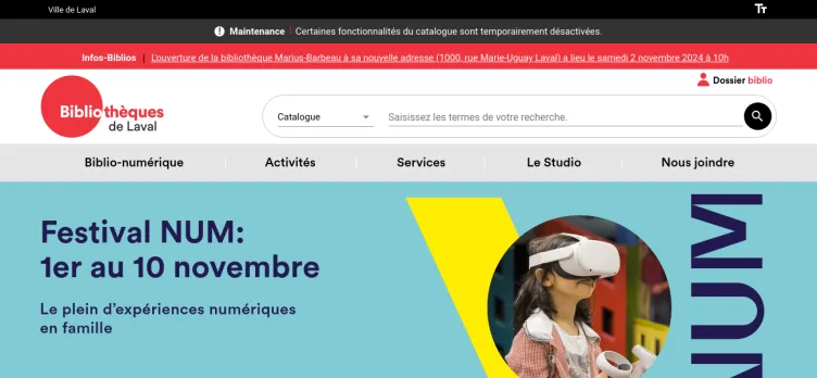 Screenshot BiblioLaval.ca