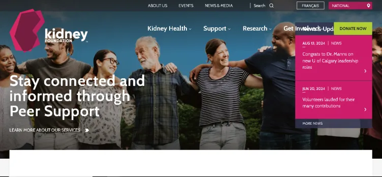 Screenshot Kidney.ca