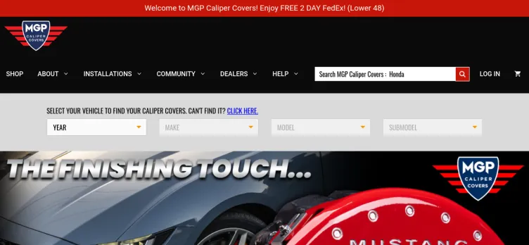 Screenshot CaliperCovers.com