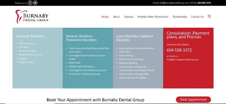 Screenshot Burnaby Dental Group