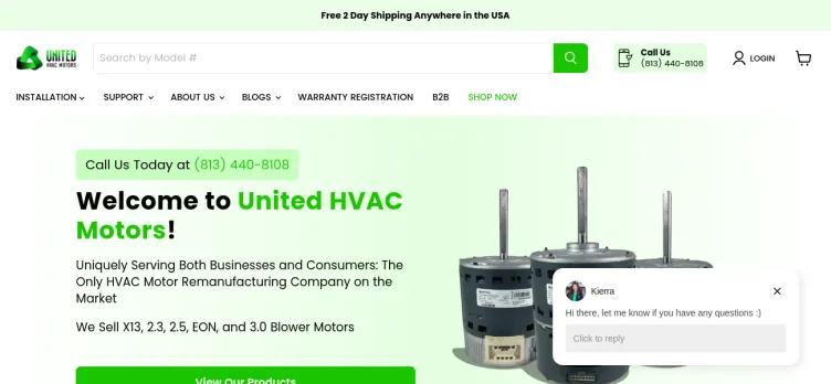 Screenshot United HVAC Motors