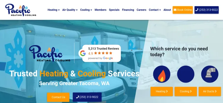 Screenshot Pacific Heating & Cooling