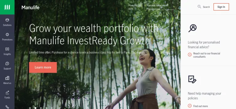 Screenshot Manulife.com.sg