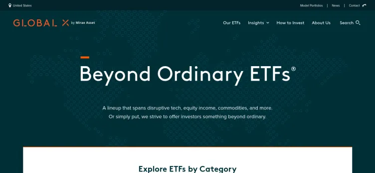 Screenshot Global X ETFs