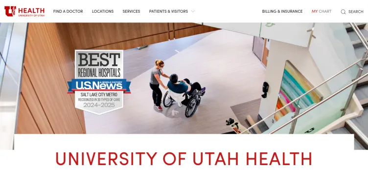 Screenshot Healthcare.Utah.edu