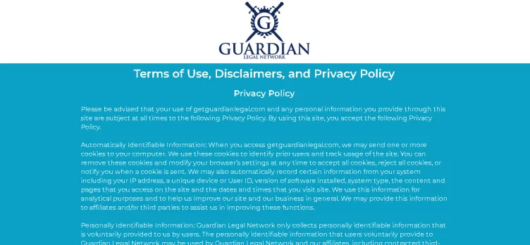 Screenshot GetGuardianLegal.com