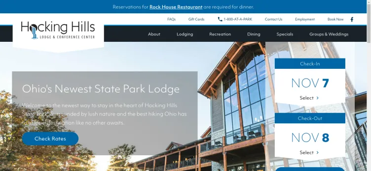 Screenshot HockingHillsParkLodge.com