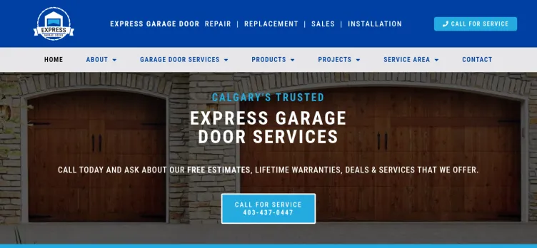 Screenshot ExpressGarageDoorsCalgary.com