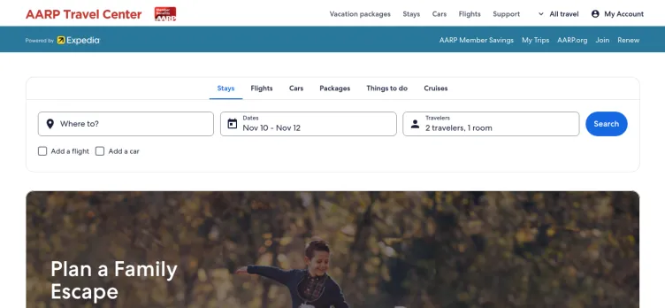Screenshot Expedia-AARP.com