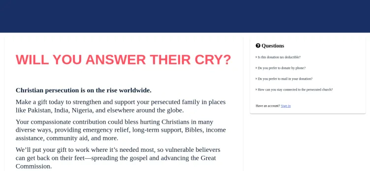 Screenshot Global Christian Relief