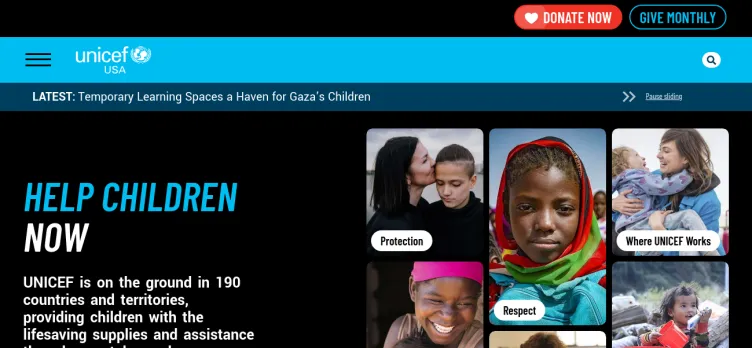 Screenshot UNICEF USA