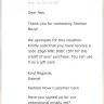 Fashion Nova - reimbursement of undelivered order