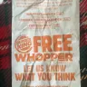 Burger King - Receipt short on redemption space