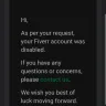 Fiverr - Customer support and account suspension