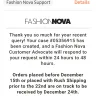 Fashion Nova - Missing refund for damaged package returned to Fashion Nova