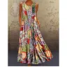 Light In The Box - Women's a line dress maxi long dress khaki sleeveless tribal geometic color block summer round neck hot casual mumu 2021 #8030373